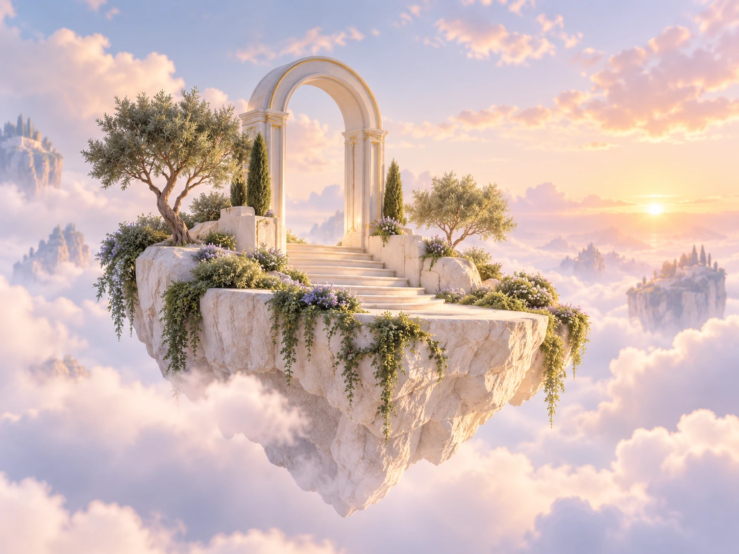 Marble sculpture and floating islands